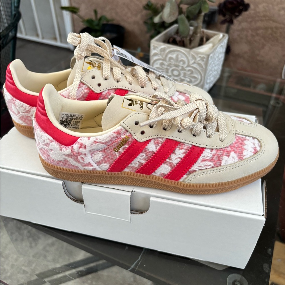 Adidas Samba OG Liberty London Cream and Red Casual Sneakers